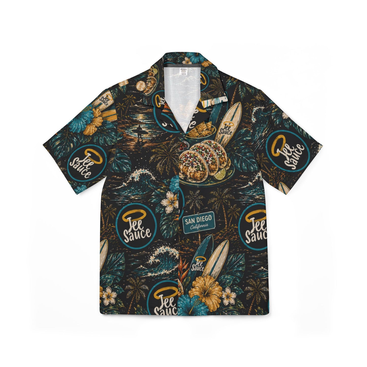 Men's Tropical Hawaiian Shirt — 'Tee Sauce' Surf & Tacos AOP Camp Shirt