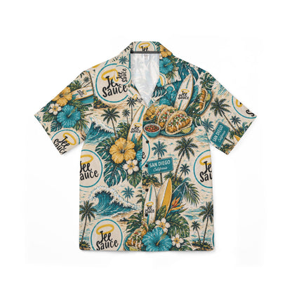 Men's Tropical Hawaiian Shirt — 'Tee Sauce' Surf & Tacos AOP Camp Shirt