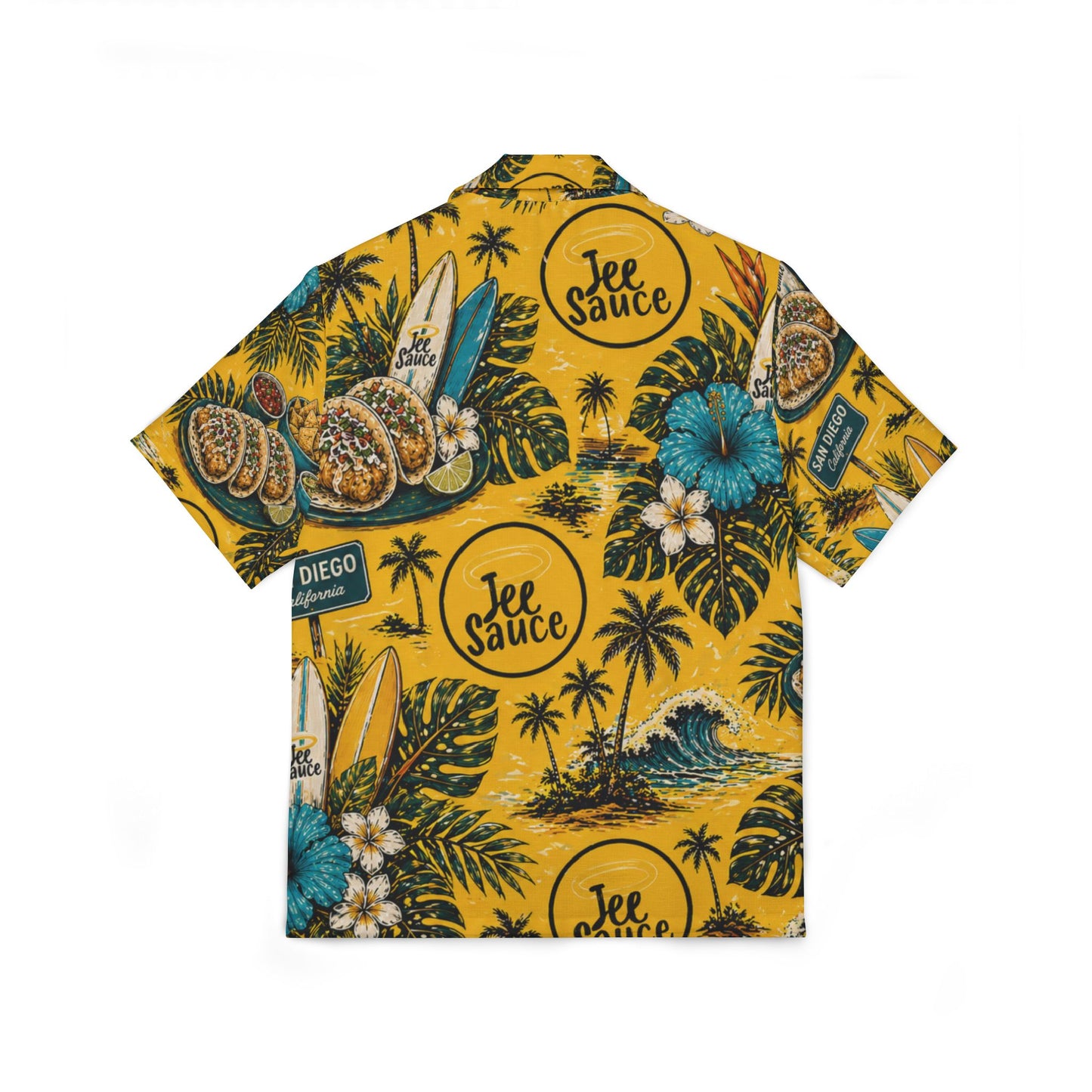 Men's Tropical Hawaiian Shirt — 'Tee Sauce' Surf & Tacos AOP Camp Shirt
